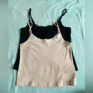 Hollister Black and Cream Lace Camisole Duo